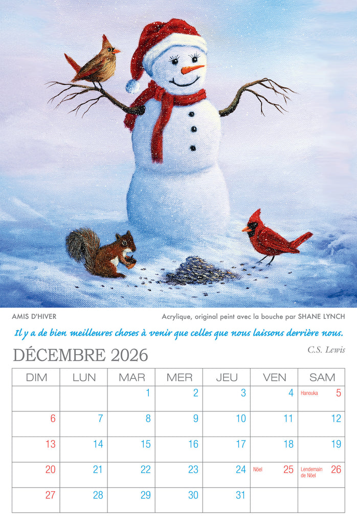 Calendrier artistique 2026