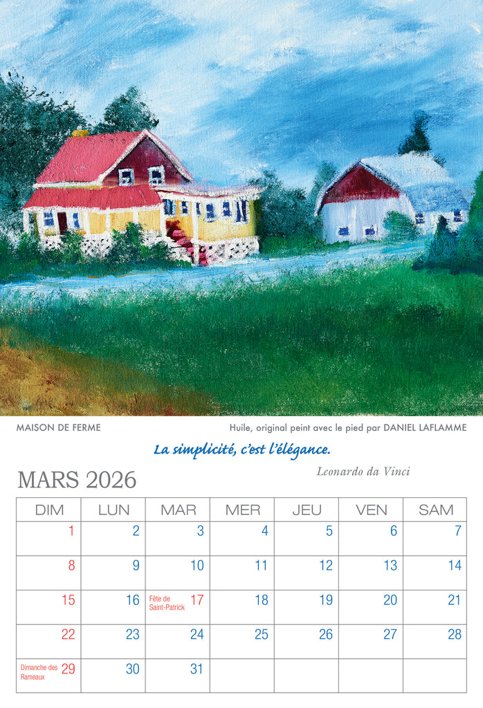 Calendrier artistique 2026 prix spécial