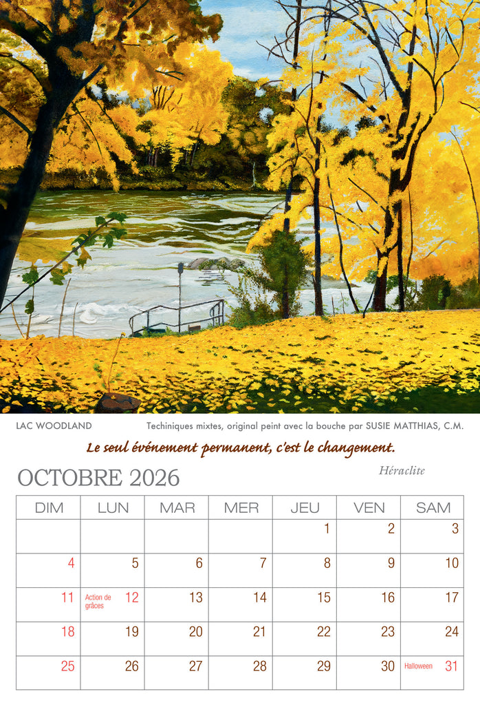 Calendrier artistique 2026