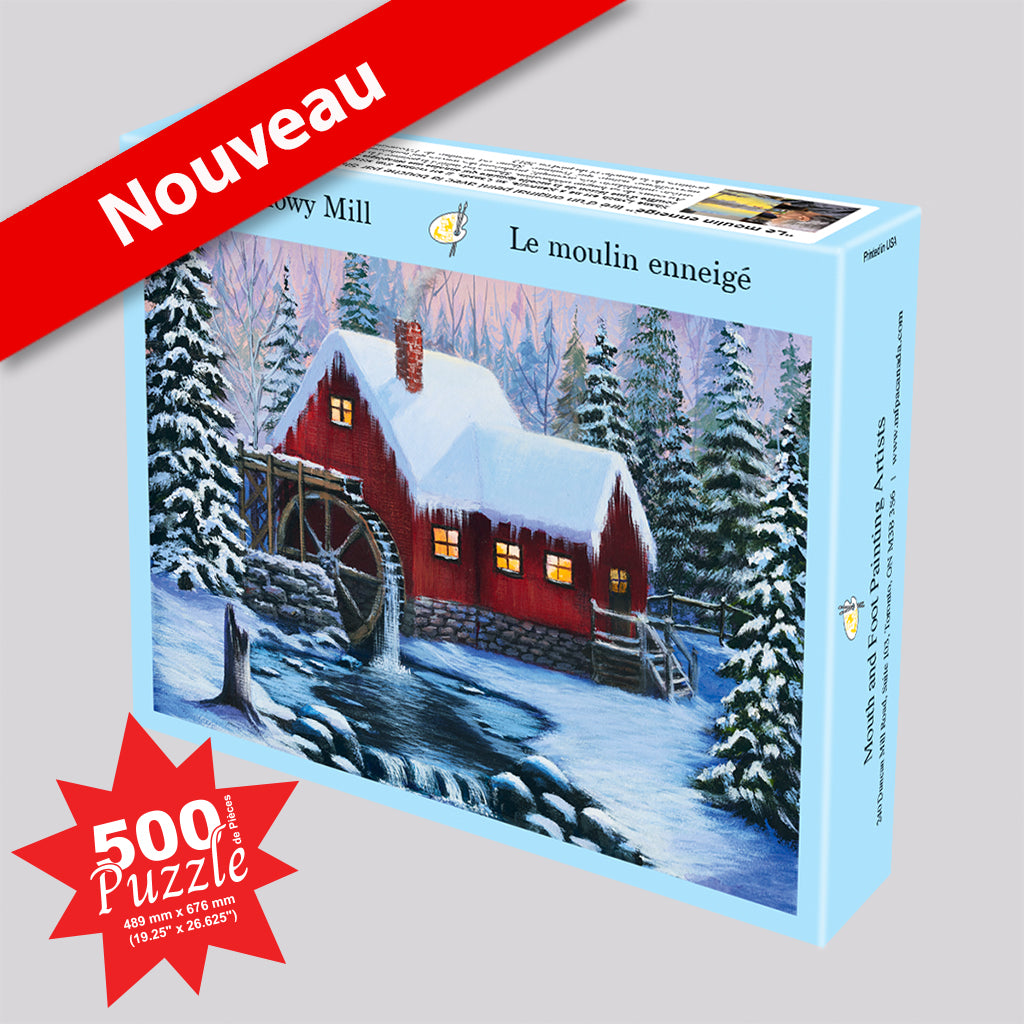 Casse-tête «Le moulin enneigé» NOUVEAU 500 PIÈCES