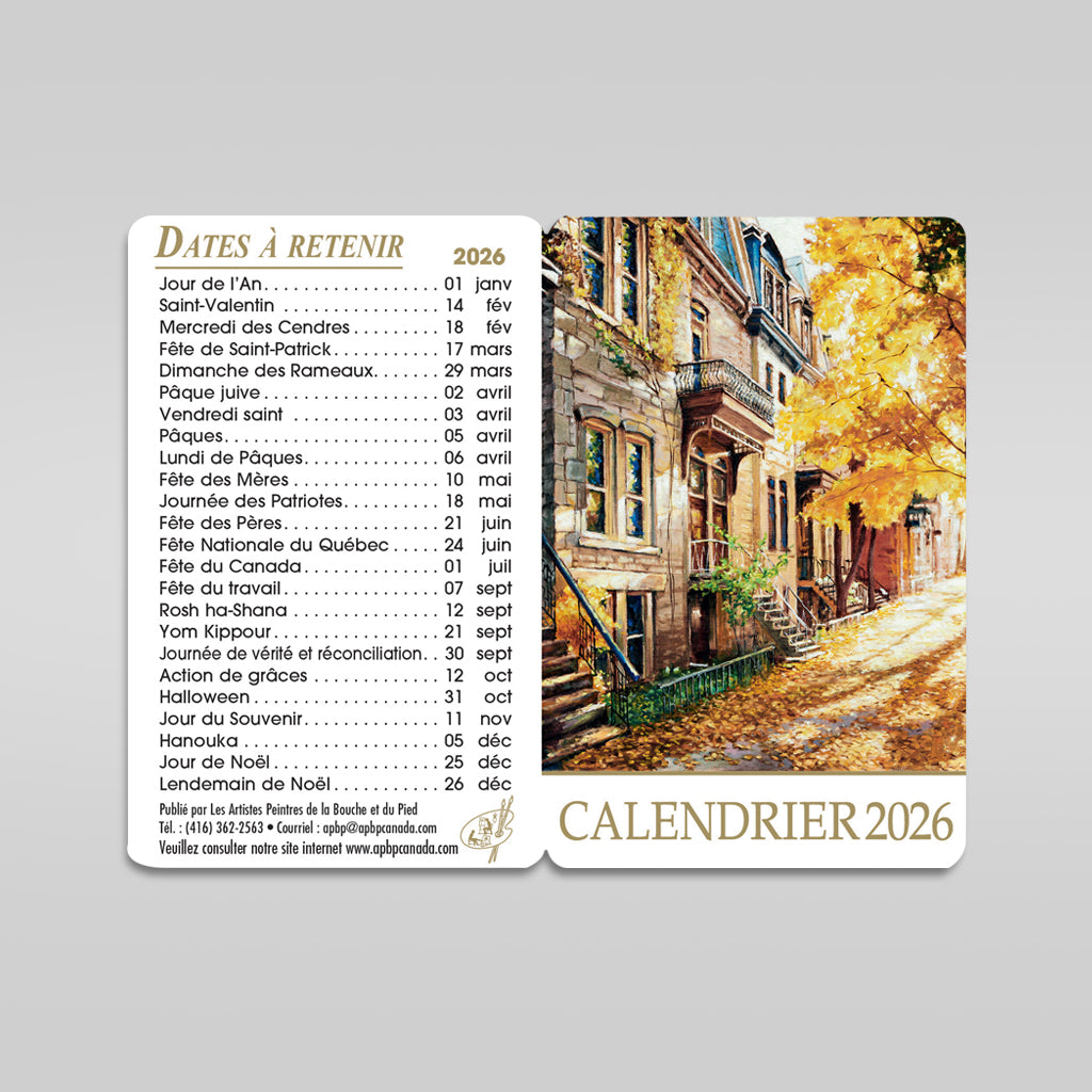 Calendrier de poche 2026