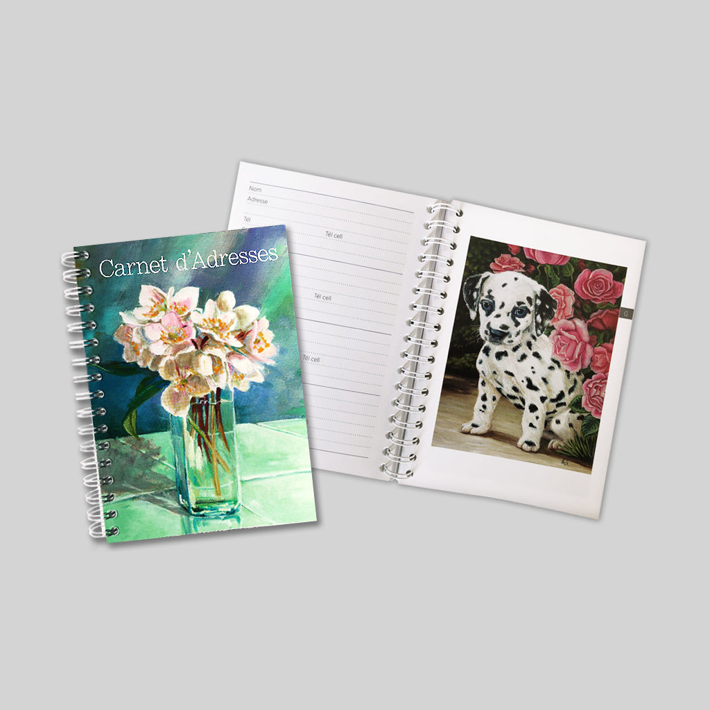 Carnet d'adresses avec reliure spirale